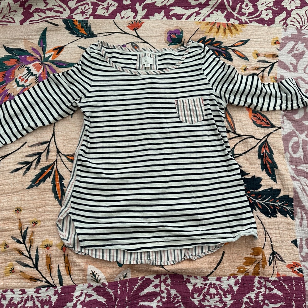 Anthropologie Postmark striped top XS 3/4 length sleeve